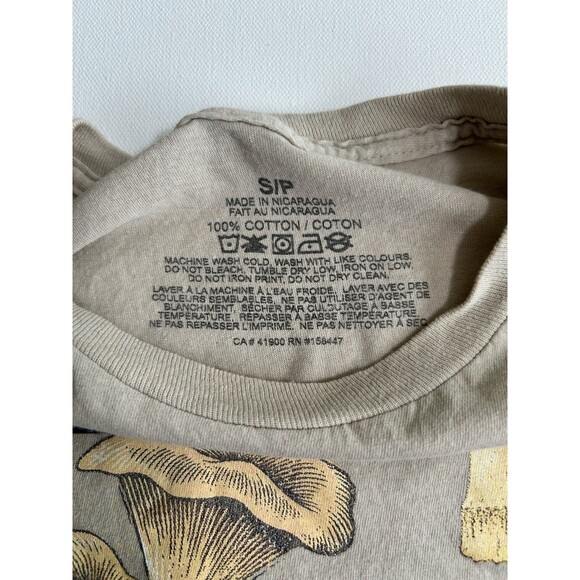 Cottagecore Mushroom Beige Cotton Nature T-Shirt Vintage-Style Womens Small - Picture 3 of 6